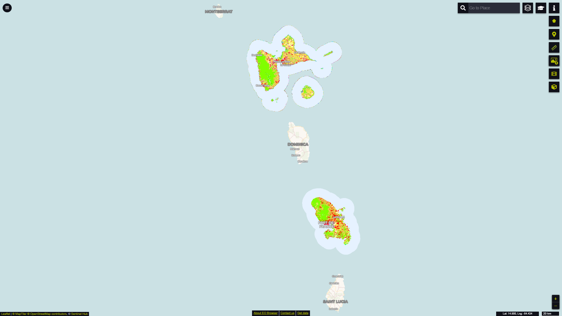 CORINE Land Cover dataset over Guadeloupe and Martinique